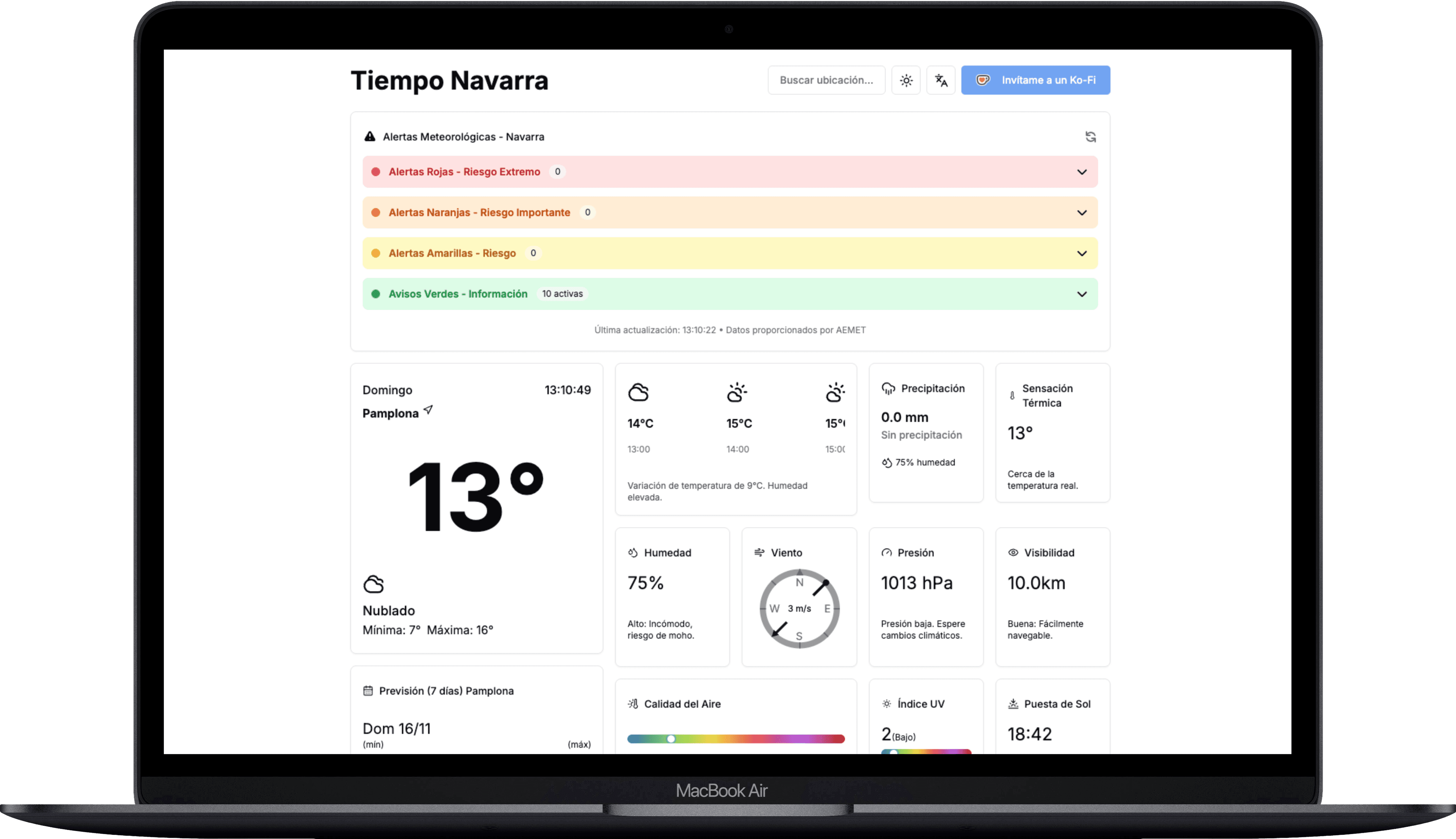 Weather in Navarre today – Radar, forecast, and alerts